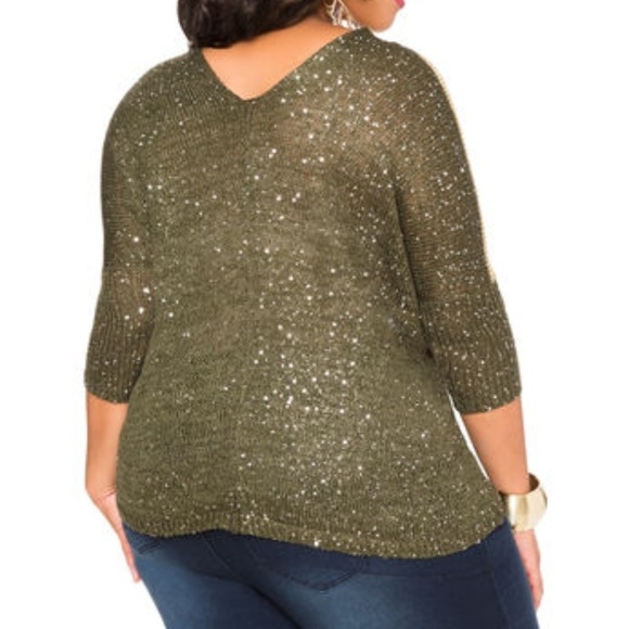 SEQUIN METALLIC DOUBLE V SWEATER - Picture 2 of 3